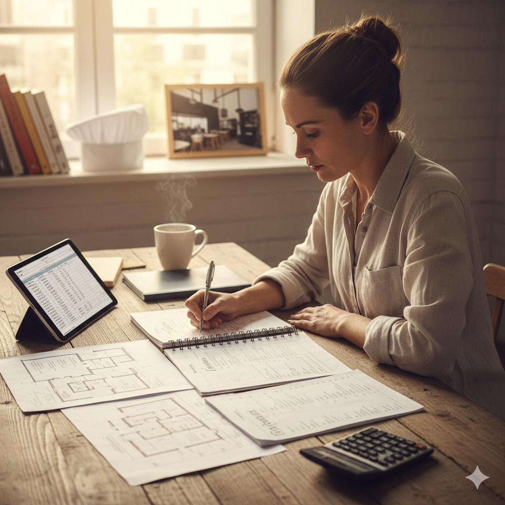 Entrepreneur planning new restaurant opening